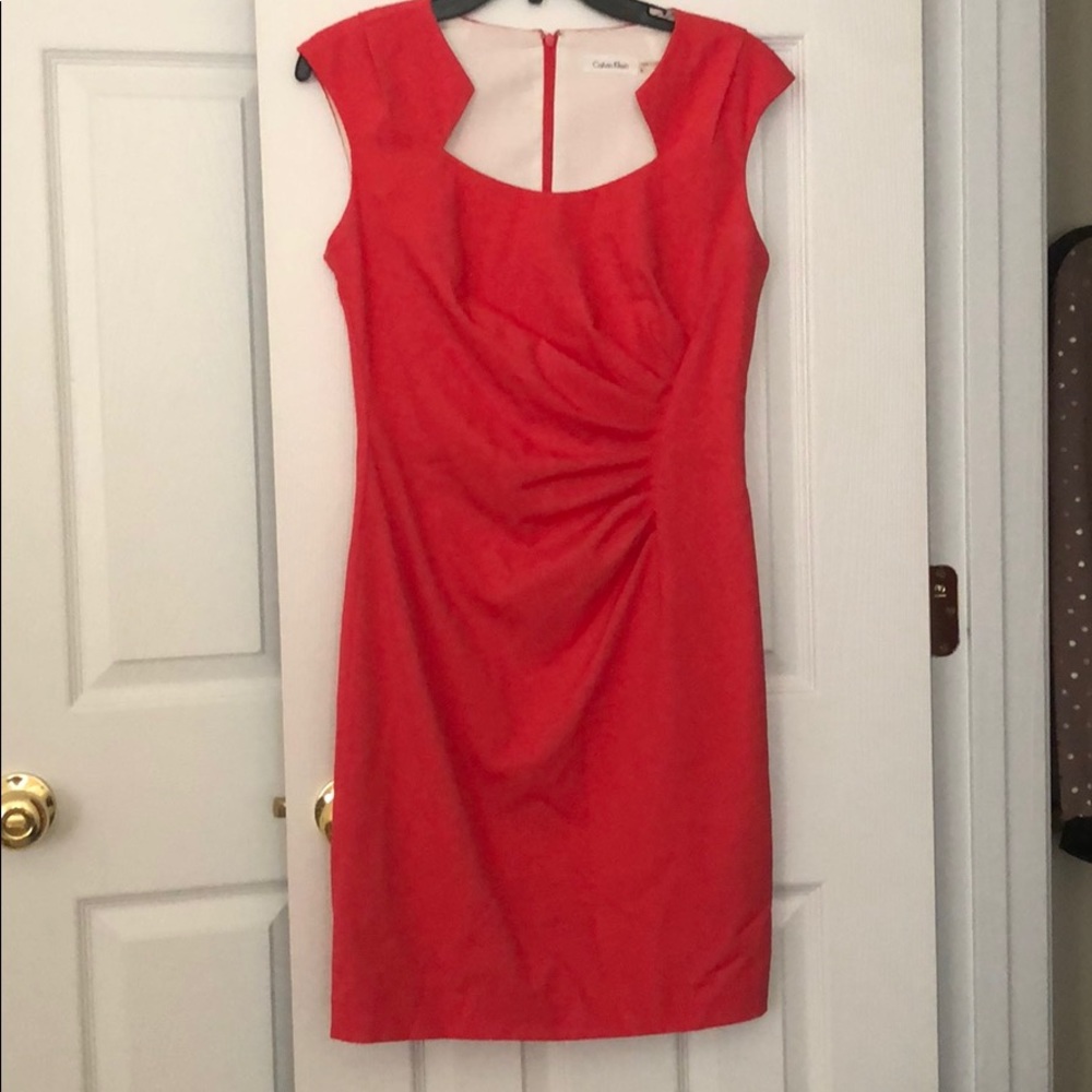Coral pink Calvin Klein cocktail dress
